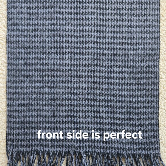 Black and Grey Cashmere Houndstooth Scarf Black Grey - Picture 3 of 10